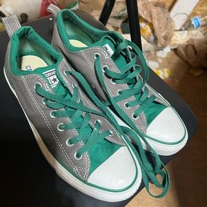 Converse Chuck Taylor All Star Gray and Green Low Top Shoes